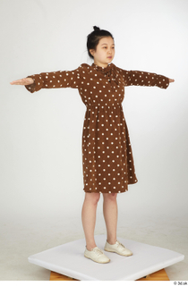  Aera brown dots dress casual dressed standing t poses white oxford shoes whole body 0008.jpg